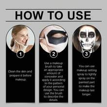 Eelhope Face Body Paint, Black & White Water Based Body Paint Cream, High Coverage Face Paint for Halloween Skull, Clown Cosplay Costume Party, Easy to Apply & Blend, Ideal for DIY Festival Stage Body Art Makeup - Negro - Ver 12