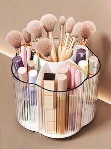 Organizer Kuas Makeup Transparan Berputar Kapasitas Besar, Kotak Penyimpanan Kosmetik, Dapat Menyimpan Eyeshadow, Lipstik, dan Kuas Makeup, Cocok untuk Kamar, Rumah, Kamar Tidur, Kamar Mandi, Meja, Dapat Digunakan sebagai Aksesori dan Hadiah Menarik - Clear - View 2