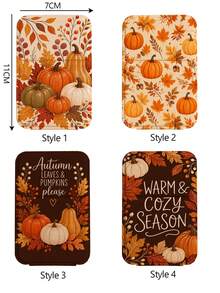 New "HELLO AUTUMN" Autumn Mini Foldable Portable Makeup Mirror, -With Stand Design, Decorated With Maple Leaf And Pumpkin Patterns; Suitable For Travel And Daily Use; Minimalist Style Rectangular Desktop Foldable Makeup Mirror, Back To School Essential, Back To School Season, Autumn Gift, Autumn Home Decor, Gift For Friends, Family And Teachers - Multicolor - View 9
