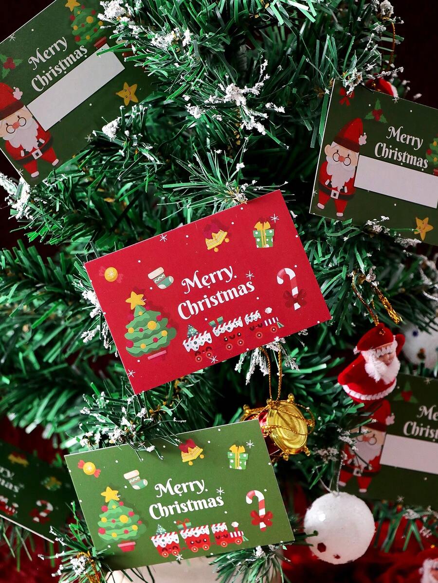 10/20pcs Christmas Scratch-Off Cards - Red & Green Holiday Gift Cards, Merry Christmas Design, Suitable For Parties, Events, DIY Rewards, Christmas And Snowflake Decor