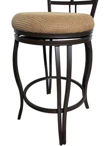 Banco Giratorio de Barra de 29 Pulgadas con Respaldo, Estructura de Metal Bronce, Asiento Acolchado Tela Beige, Taburete Altura Mostrador para Isla de Cocina y Bar en Casa - Negro - Ver 8