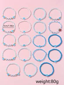 19Pcs Kids Christmas Snowflake Beaded Bracelet Set, Random Color, Holiday Party Favors & Gifts For Girls - Baby Blue - View 4