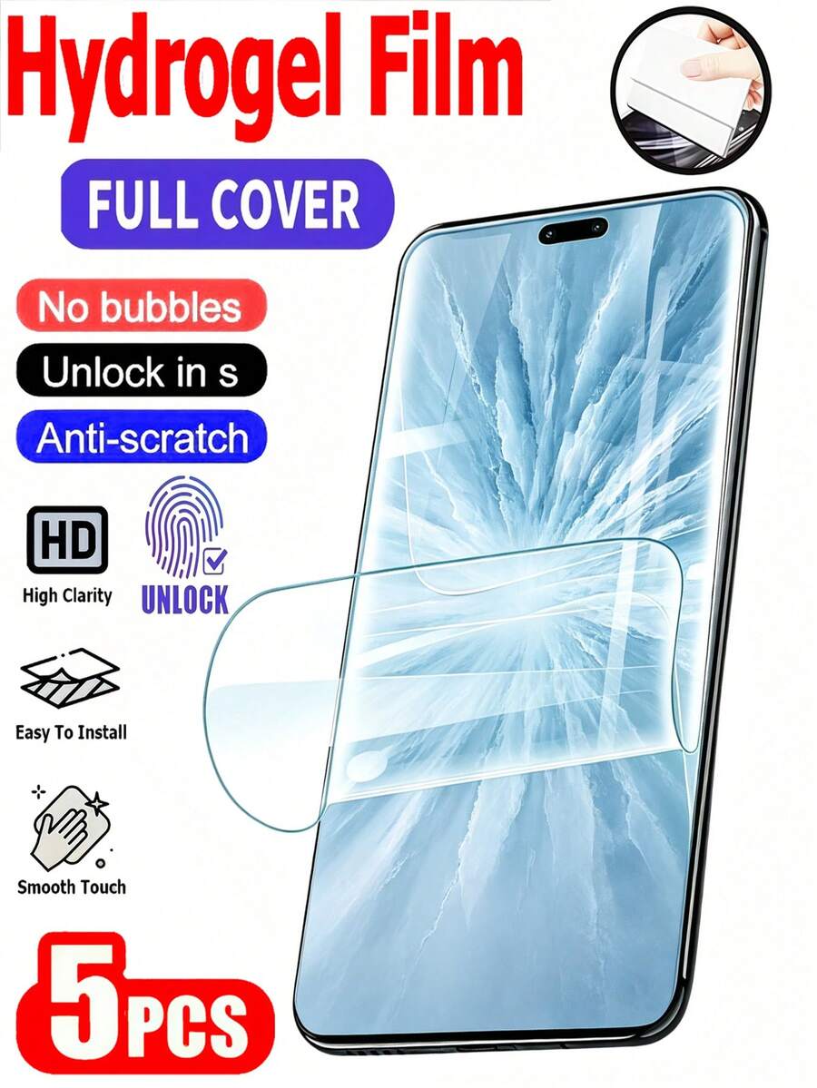 5Pcs HD Hydrogel Film Explosion Proof And Scratch Resistant Mobile Phone Screen Protector Compatible With Google/ Moto Flexible Scratch Automatic Repair Supports Fingerprint Recognition Protective Film Soft Film Non Glass
