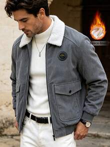 Men's Autumn/Winter Fashion Casual Corduroy Jacket, Minimalist Versatile Stylish Men's Jacket Coat, Suitable For Daily Commute And Vacation - Grey - View 1