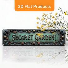 Plakat Dinding Datar 2D - Bergaya Vintage, Diukir dengan Teks "Secret Garden", Dirancang untuk Dekorasi. Cocok untuk Kantor, Toko, Rumah, dan Rumah Pertanian. Plakat Logam Bergaya Pedesaan Ini Tahan Lama dan Mudah Dipasang - A - View 4