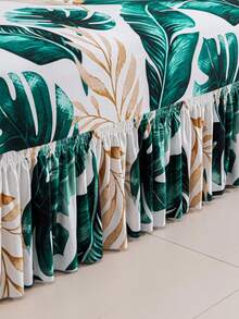 1pc Tropical Banana Leaf Southeast Asian Style Ruffled Sofa Cover Geometric Pattern Printed Living Room Elastic Spandex Sofa Protector Full Cover For L-Shaped Chaise Lounge Sofa Cushion 1/2/3/4 Seater - Multicolor - View 10