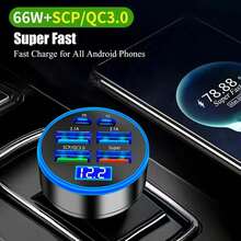 250W Multi-Port Fast Car Charger + All-In-One Charging Cable Set, Can Charge 6 Devices Simultaneously | Suitable For All Cars | Smart Chip & Durable Braided Cable - Charge+Cable - View 2