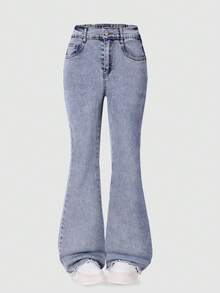 Girls' Skinny Flare Jeans - Blue - View 2