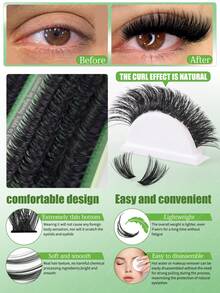 576/592/740pcs D Curl Cluster False Eyelashes Set, Thick Fluffy Detachable Eyelash Extension Kit, Big Eye Effect, Lightweight Reusable, Large Capacity Single Cluster Eyelash Set, Soft Natural 3D Effect Eye Makeup, Portable Travel Pack - Multicolor - View 12
