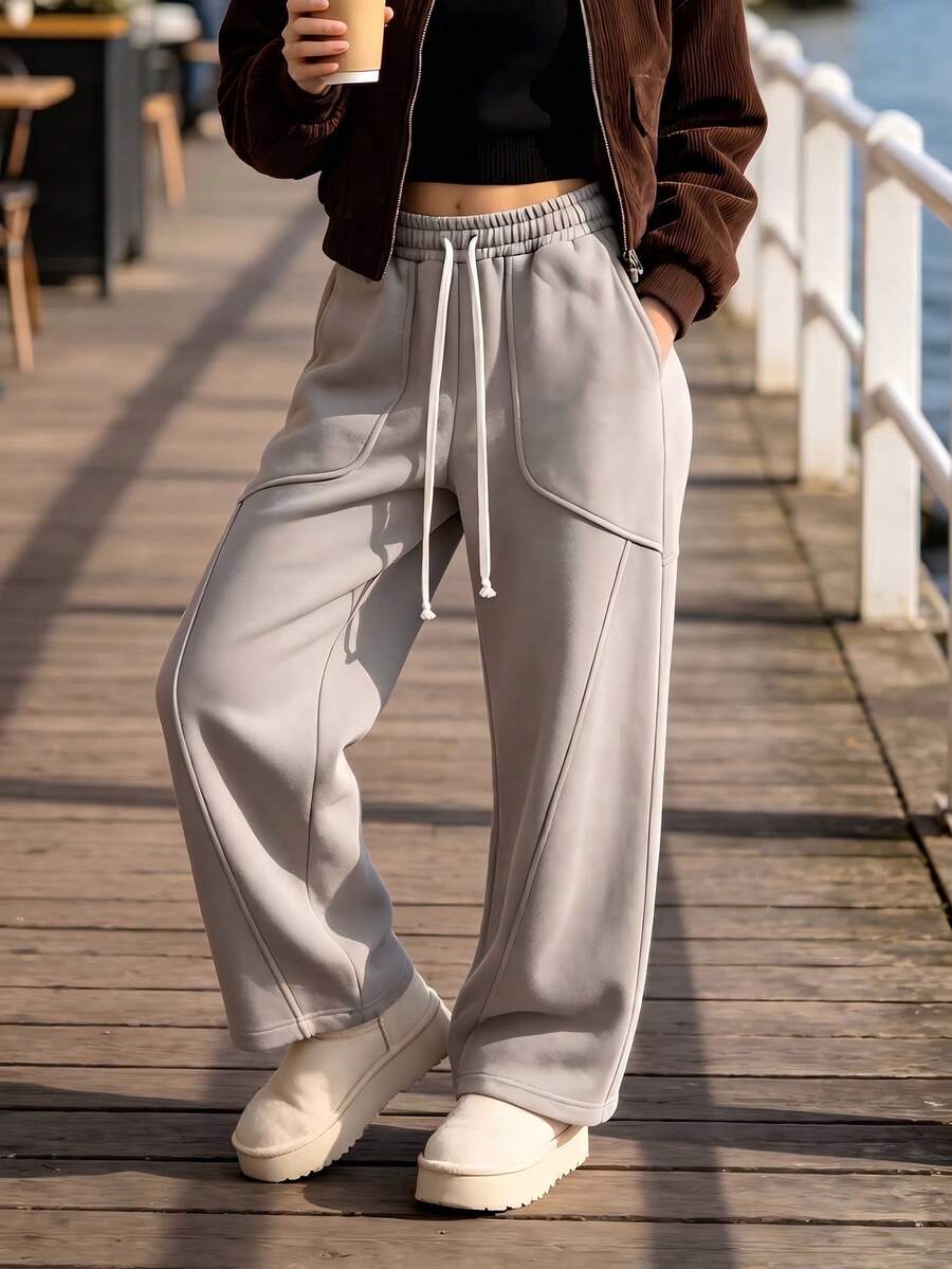 Women's Spring/Autumn Outdoor Casual Loose Long Pants, Versatile Daily Sports Trousers - Light Grey - View 1