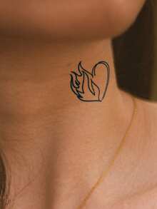 Herbal Juice Semi-Permanent Magic Tattoo Stickers, Multiple Creative Minimalist Heart Patterns, Long-Lasting 14 Days Without Fading Or Reflecting, Temporary Tattoo Stickers For Arm, Shoulder, Neck, Collarbone, Body, 1pc/Pack - Blue - View 6