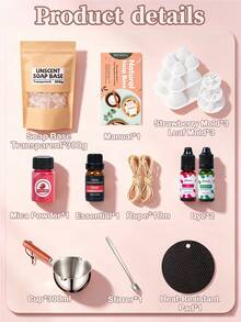 DIY Handmade Soap Making Kit, Transparent Soap Base With Silicone Molds, Color Powders And Essential Oils, Handmade Craft Materials And Tools Set - Kit - View 13