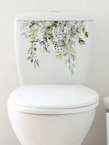 1pc PVC Toilet Lid Decal, Plant Pattern Toilet Stool Commode Sticker For Bathroom, Stickers, Wall Decal, Vinyl Decal For Home Decorations, Spring Decoration Items Refresh Your Home, Festival Decoration Stickers Gifts Birthday Graduation - Multicolor - View 3