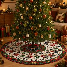 1pc Nutcracker Band Performance Pattern Christmas Tree Skirt, Elegant Color Holiday Decor, 5 Sizes, Unisex Holiday Gift, Suitable For Home And Party Christmas Home Decoration - Nutcracker Band Performance - View 2