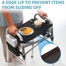 Tray For Walkers For Seniors With Cup Holder - Walker Accessories [W/Pockets, Cup Holder & Non Slip Mat For Food]Mobility Trays, Fits Walkers With Side Bar, Removable & Easy Assembly - Multicolor - View 2
