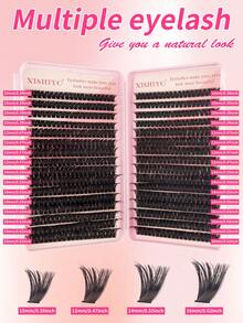 640/448 Clusters D Curl Single Cluster False Eyelashes - Large Capacity Extension Set, Beginner Friendly, Create Soft Natural, Lively Lightweight DIY Eye Makeup; Long Lasting, Includes Adhesive & Fixing Liquid, Tweezers, Lash Brush & Portable Lash Storage Case - Pink - View 8