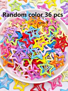 1/12/24/36/48/100pcs Cute Five-Pointed Star Pattern Hair Clips Set, Macaron Color Hair Accessories, Y2K Bangs Clips, Suitable For Daily School And Vacation - Multicolor - View 15