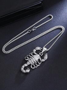 1pc New Gothic Style Full Rhinestone Scorpion Necklace, European And American Popular Personalized Long Stainless Steel Sweater Chain Pendant Jewelry, Halloween Gift, Fashion Accessory For Men's Daily Wear - Rhinestone Scorpion Necklace - View 8