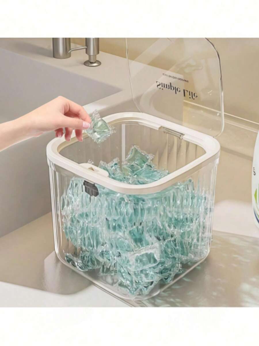 Laundry Detergent Storage Box With Lid, Large Capacity Storage Container For Laundry Detergent/Powder, Laundry Pods Dispenser, Cleaning Supplies Organizer, Home Accessories, Suitable For Laundry Room, Bathroom, Toilet, Bathroom Accessories - Multicolor - View 1