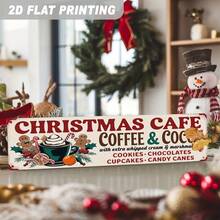 2D Flat Metal Sign, Christmas Cafe Theme, Coffee And Cocoa Topped With Extra Cream And Marshmallows, Perfect For Holiday Decor, Ideal For Kitchen (Random Style) - A - View 6