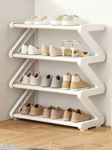 Z-Shaped Plastic Shoe Rack Floor-Standing Storage Rack Multi-Functional Large Capacity Storage Rack Easy To Assemble Home Dormitory Essential Space-Saving Suitable For Living Room Bedroom Home Decoration - Multicolor - View 2