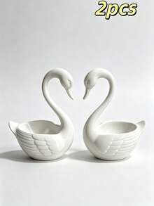 1/2pcs Nordic Minimalist White Swan Planter Creative Personalized Succulent Plant Pot Home Desktop Decor Ornament Multi-Functional Jewelry Storage Bowl - Swan Flower Pot - View 10