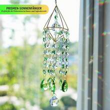 Crystal Suncatcher Wind Chime With Gold-Plated Frame, Hanging Ornament For Window And Garden Decoration - 1pc - View 6