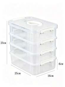 One 3/1-Layer Clear Plastic Storage Box With Snap Stackable Design And Portable Handle For Stationery, Cosmetics, Tools, Multi-Function Storage Box Set For Various Storage Scenarios - Multicolor - View 5