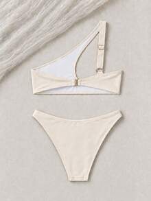 Sexy Green One-Shoulder Swimsuit, Suitable For Spring And Summer, Perfect For Beach Parties And Vacations, Romantic Style - White - View 3
