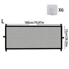 7-Piece Pet Fence Gate With Mesh (Includes Adhesive Hooks), Cat And Dog Bed Protection Barrier, Portable Pet Isolation Fence For Entryway, Indoor And Outdoor Pet Guard, Prevents Pets From Running Wild, Falling And Getting Injured, Easy And Quick Installation, Removable Anytime - Multicolor - View 11