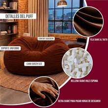 Sillón Sofá Puff 2 en 1 con Cama Queen Size Relleno de Hule Espuma (Sillón: 120x100x50 cm, Cama: 180x180 cm) Cómodo y Funcional Acabado en Gamuza. Chocolate - Marrón Chocolate - Ver 5