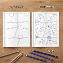 Blank Comic Book For Kids To Create Their Own Stories, 32 Themes DIY Drawing & Coloring Book With Templates, Creative Educational Gift For Boys & Girls Birthday, Anti-Halo Sketchbook For Budding Artists & Illustrators, Halloween Christmas Gift - Multicolor - View 4