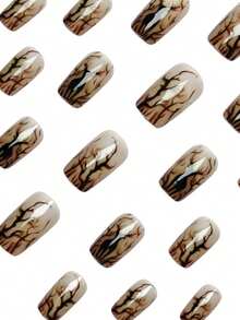 Christmas Medium-Long 24pcs Glossy Deer Pattern Black Contrast Color Fake Nails, Removable And Reusable Christmas Tree Wearable Nail Tips, Convenient For Travel, Parties, Events, And Outings, Finished Boxed Set - Black - View 4