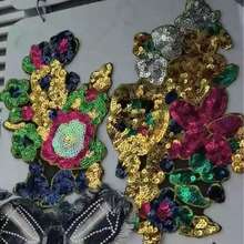 1pc Large Decorative Sequin Flower Patch, Clothing Accessories DIY Sequin Sewing Patch - Yellow - View 10