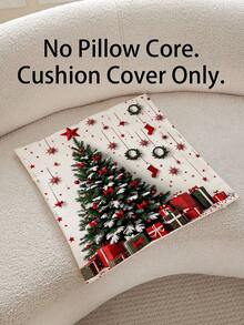 2pcs Christmas Tree Floral Pillow Covers, Single-Sided Printed Soft Decorative Cushion Covers, Suitable For Sofa, Bed And Living Room, Winter Holiday Home Decor, Pillow Insert Not Included - Multicolor - View 6
