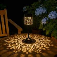 Lampu Meja Luar Ruangan Bergaya Eropa Bertenaga Surya, Lampu Proyeksi Mandala Seni Besi, Lampu Meja Kemah Luar Ruangan, Lampu Proyeksi Bunga Peony LED, Lampu Suasana Bar Taman - Lampu meja tenaga surya - View 12