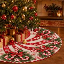 1pc Spiral Candy Cane Pattern Christmas Tree Skirt, Elegant Color Holiday Decor, 5 Sizes, Unisex Holiday Gift, Suitable For Home And Party Christmas Home Decoration - Candy Cane - View 4