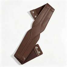 1pc Women's Coffee Color Minimalist Diamond Fashion Decorative Waist Belt, Suitable For Halloween Party Or Daily Wear - Brown - View 4