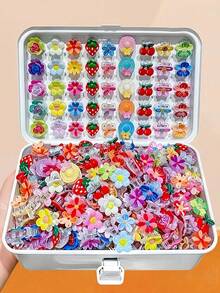 50/30/2pcs Mini Flower Hair Clips, Small Cute Butterfly Floral Strawberry Hair Claw Clips, Large Pack Mixed Color Hair Accessories Styling Tools - Multicolor - View 3