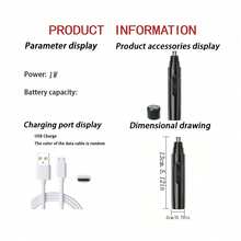 AXH. 2-In-1 Electric Nose Hair Trimmer Ear Face Eyebrow Hair Cleaning & Grooming Tool Home Use Unisex Nose Hair Remover Facial Care Kit - Black - View 8