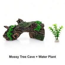 Reptile Rock Hide Cave Set, Includes Artificial Aquatic Plants, Resin Lizard Fence And Turtle Climbing Platform, Gecko Snake Shelter Habitat Decoration, Suitable For Terrarium, Breeding Box, Fish Tank, Aquarium Landscaping And Reptile Habitat Accessories - A - View 13