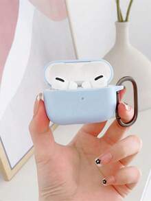 1pc Rose Red Silicone Shell + Runway Round Buckle Earphone Case Compatible With Apple 1/2/3 Pro/Pro 2/Pro 3 Shockproof Protective Cover New 4th Generation - Light Blue - View 4