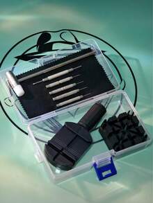 15pcs Professional Watch Band Tool Set - Chain Pin Removal & Repair Kit, Used For Adjusting Watch Size, Ideal Gift For Men, Transparent/Black/Blue Optional, Bedroom Dormitory Back To School Season Home Decor Digital Alarm Clock - 15-piece Professional Set - View 12