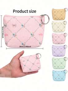 XD 12/6/3/1pc Quilted Bow Mini Coin Purse, Can Store Keys, Earphones, Lipstick, Cards, Small Mirror And Other Small Items, Compact And Portable, Suitable For Parties, Thanksgiving/Valentine's Day Gifts - Multicolor - View 1