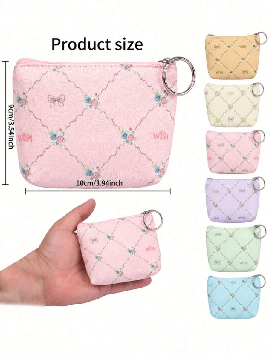 XD 12/6/3/1pc Quilted Bow Mini Coin Purse, Can Store Keys, Earphones, Lipstick, Cards, Small Mirror And Other Small Items, Compact And Portable, Suitable For Parties, Thanksgiving/Valentine's Day Gifts - Multicolor - View 1