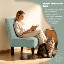 1pc New Jacquard Fat Stubby Single Chair Cover, Suitable For Bedroom And Living Room, Removable And Washable Dust-Proof Chair Cover - A - View 5