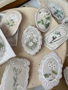 30pcs Small Fresh Floral Irregular Border Stickers Box, Artistic Versatile Scene Making DIY Journal Background Decor Stickers, Scrapbooking Supplies, School & Office Stationery - Rectangle - View 7