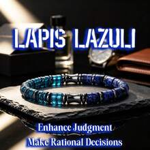 Natural Stone Lapis Lazuli Blue Crystal Black Tourmaline Beaded Bracelet, Enhances Insight And Rational Decision-Making, Elastic Bracelet, Vintage Daily Versatile Men's Jewelry Gift - Multicolor - View 2