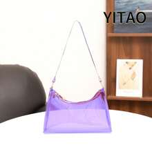 Women's Fashion Minimalist Shoulder Bag, PVC Transparent Underarm Handbag - Mauve Purple - View 2