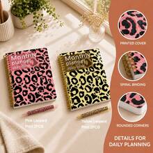 Leopard Print Cover Daily Planner Notebook Fashion Leopard Print Cover Monthly Overview Layout With Note Section Reference Calendar Back To School Stationery Study Work Daily Schedule Planning Diary Office Home Time Management Notebook - Multicolor - View 5